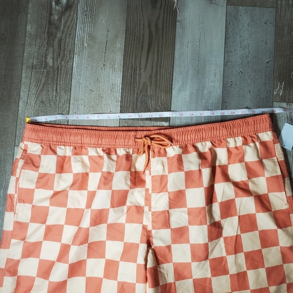 NWT Mad Engine Men's Orange Checked Swim Trunks Size XXL - Picture 7 of 14